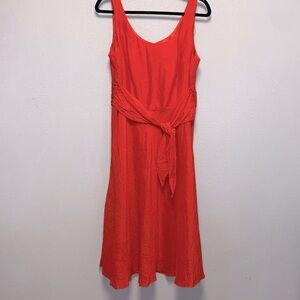 Coldwater Creek NWT Crinkle Silk Tie Front Sleeveless Fit Flare Dress 3460